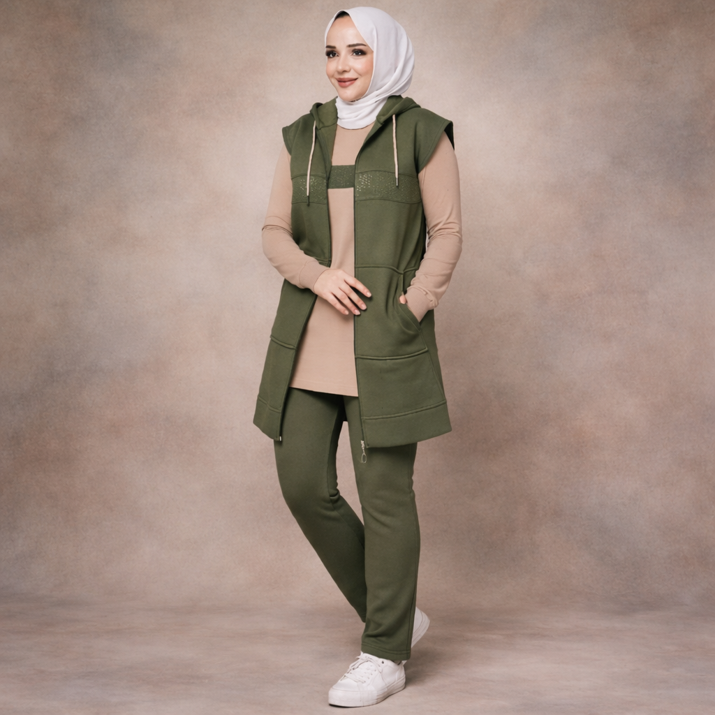 Ensemble Survêtement Trois Pièces Vert - Image 2