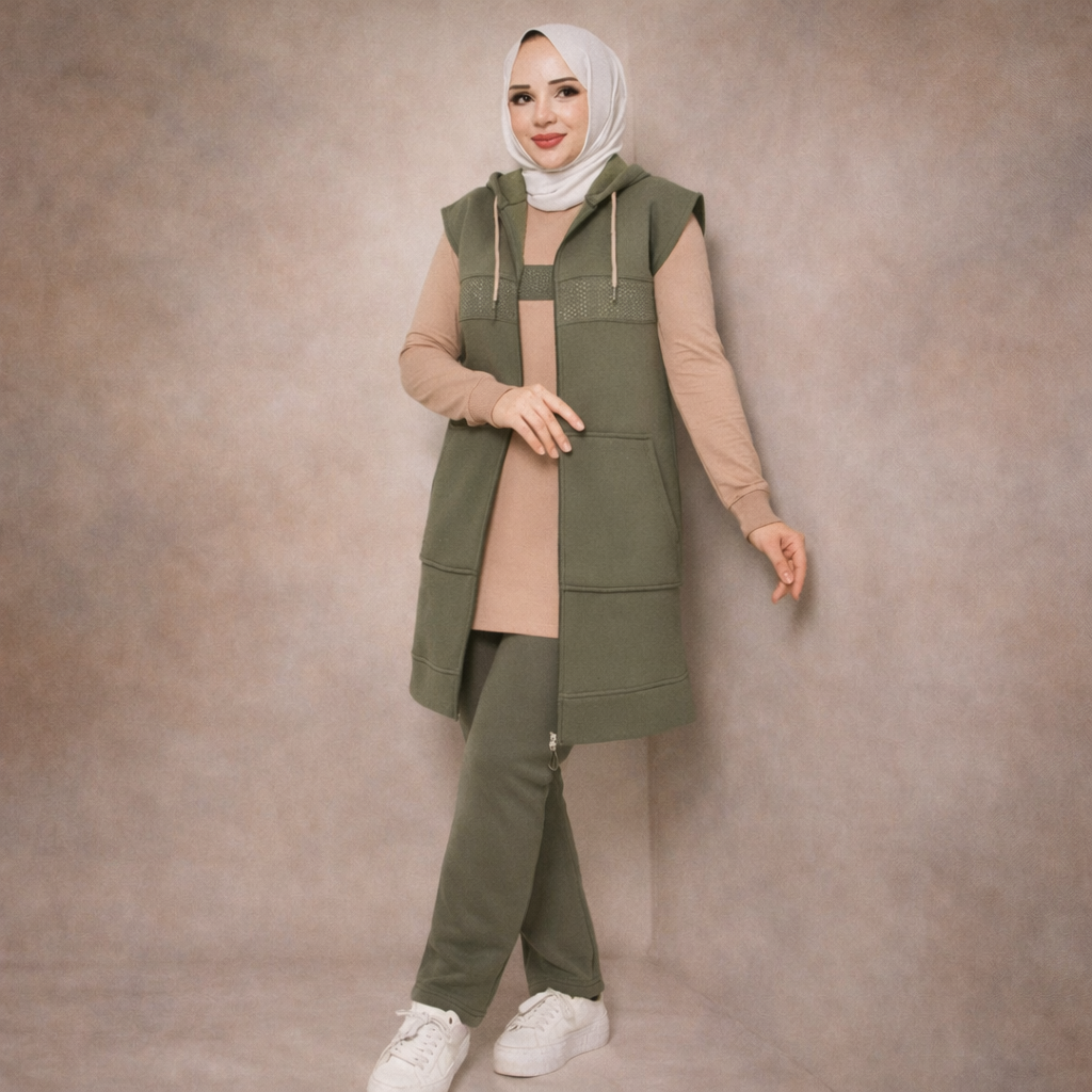 Ensemble Survêtement Trois Pièces Vert